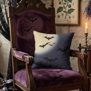 Halloween Full Moon With Bats Cushion