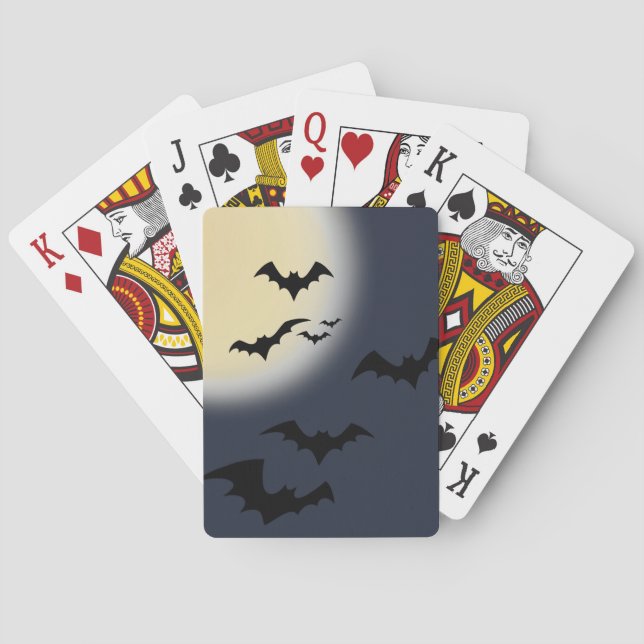 Halloween Full Moon With Bats Playing Cards (Back)