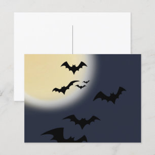 Halloween Full Moon With Bats Postcard