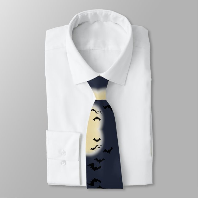 Halloween Full Moon With Bats Tie (Tied)