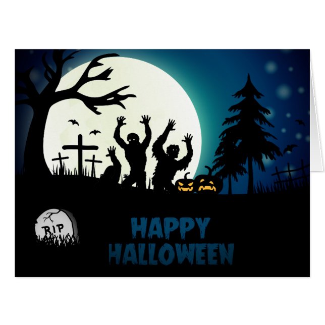 Halloween Fullmoon Party Invitation Card (Front Horizontal)