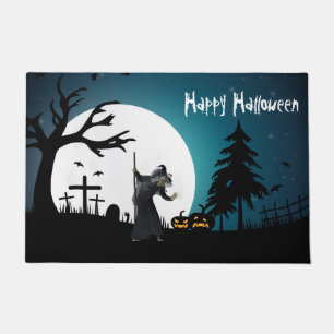 Halloween Fullmoon Witch  Doormat