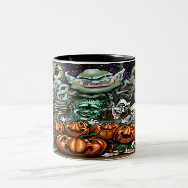 Halloween Fun Art Two-Tone Coffee Mug (Center)