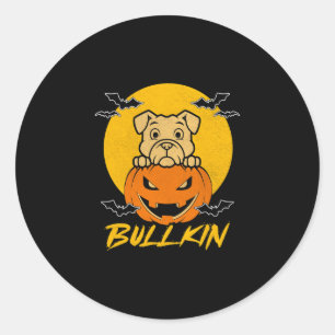 Halloween Fun Bulldog Halloween Pumpkin Costume Classic Round Sticker
