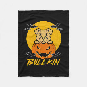 Halloween Fun Bulldog Halloween Pumpkin Costume  Fleece Blanket