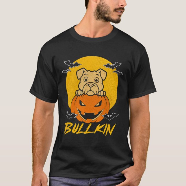 Halloween Fun Bulldog Halloween Pumpkin Costume  T-Shirt (Front)