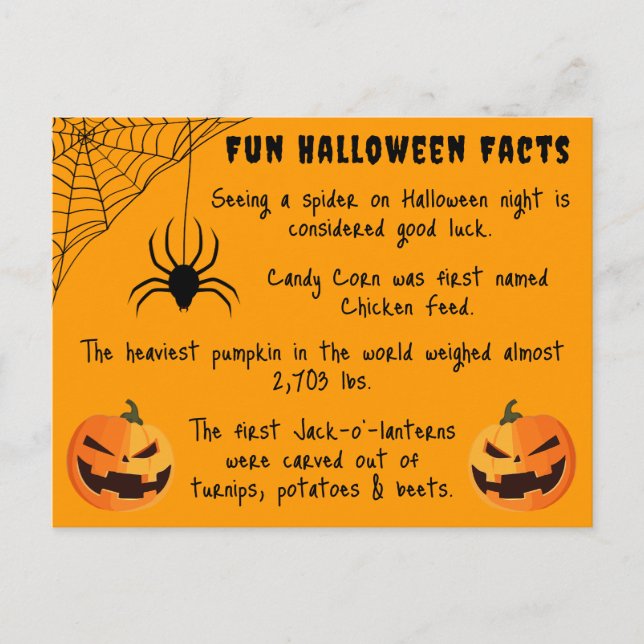 Halloween Fun Facts Postcard (Front)