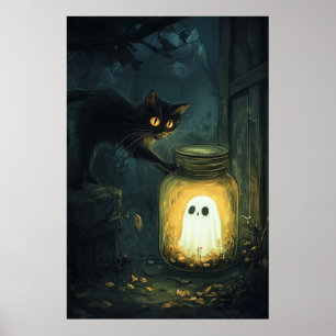Halloween Fun Ghost Caught in a Jar Poster
