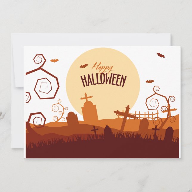 Halloween fun graveyard ☜ Custom invitation card (Front)