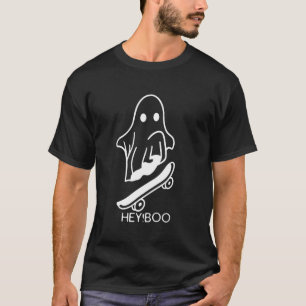 Halloween Fun Meets Skateboard Passion in Hey Boo  T-Shirt