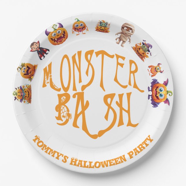 Halloween Fun Monster Bash  Paper Plate (Front)
