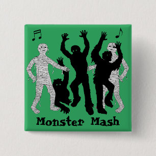 Halloween Fun Monster Mash Dance Party 15 Cm Square Badge