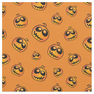 Halloween Fun Pumpkin Faces Pattern Fabric