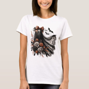 Halloween Fun T-Shirt - Lace Ghost - Blk3 - Fall