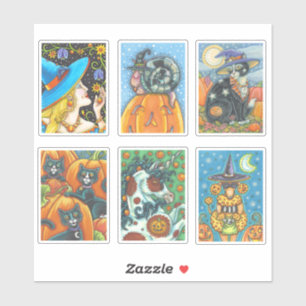 HALLOWEEN FUN WITCH DOG BLACK CAT UNICORN STICKERS