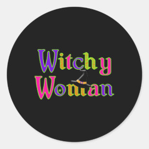 Halloween Fun Witch Witchy Woman Trick Treat  Classic Round Sticker