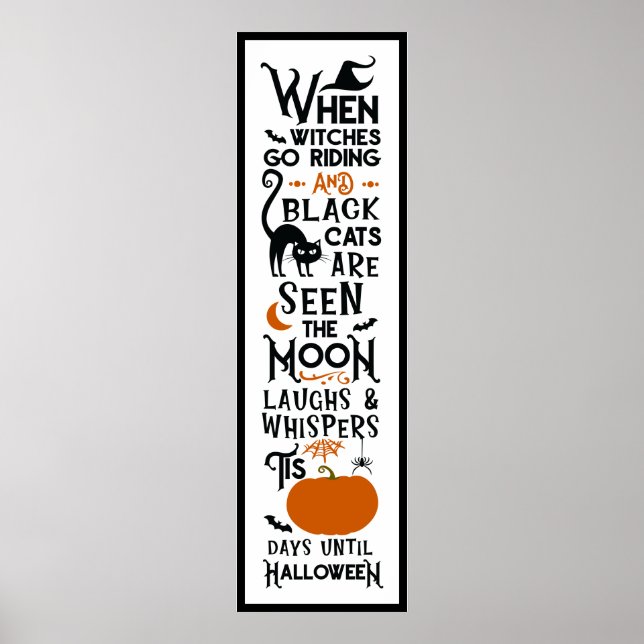 Halloween Fun | Witches Ride Black Cats Seen Door Poster (Front)