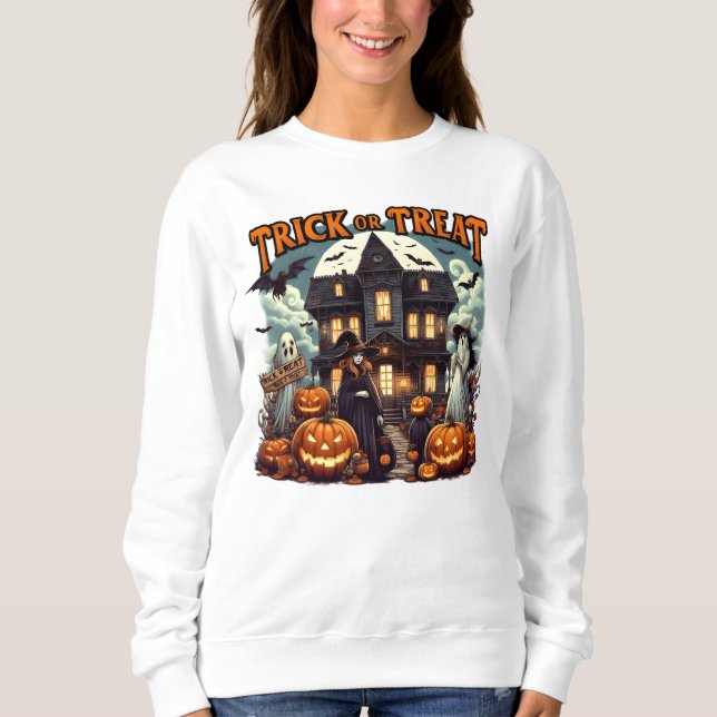 Halloween fun with pumpkins and ghosts! sweatshirt (Front)