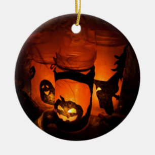 Halloween Fun with Pumpkins, Ghost & Witches, ZSSG Ceramic Tree Decoration