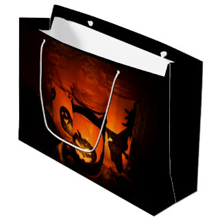 Halloween Fun with Pumpkins, Ghost & Witches, ZSSG Large Gift Bag