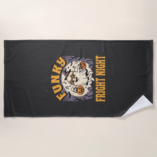 Halloween Funky Ghost Party Beach Towel (Front)