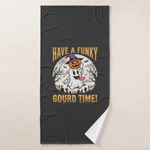 Halloween Funky Gourd Time Ghost Pumpkin Bath Towel Set
