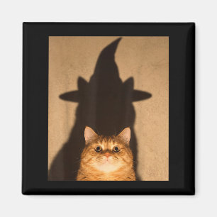 Halloween Funny Black Cat Witch Meme Vintage Magnet