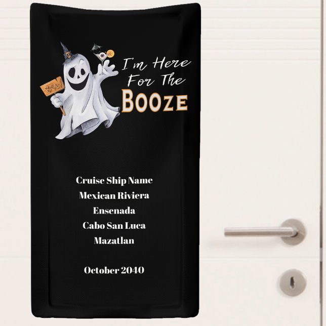 Halloween Funny Booze Cruise Ship Cabin Door Banner (Cruise Ship Door Decor. Halloween Ghost to lift your spirits! Cheers!)