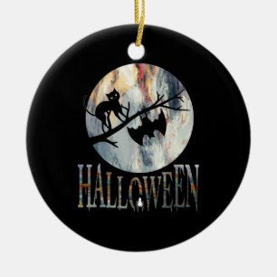 Halloween Funny Cat Halloween Birthday Ceramic Tree Decoration