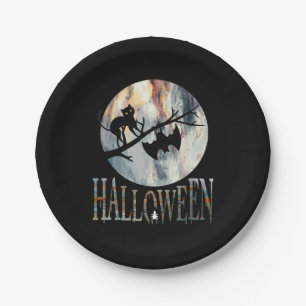 Halloween Funny Cat Halloween Birthday Paper Plate