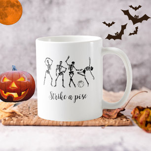 Halloween Funny Dancing Skeletons Strike a Pose Coffee Mug