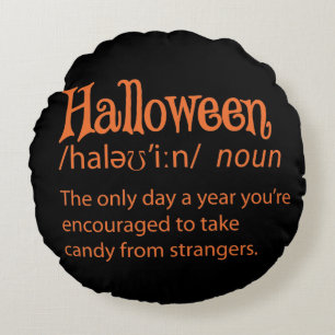Halloween Funny Dictionary Definition Round Cushion