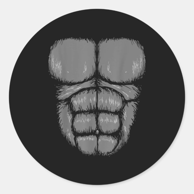 Halloween Funny Gorilla Monkey Belly Chest Costume Classic Round Sticker (Front)