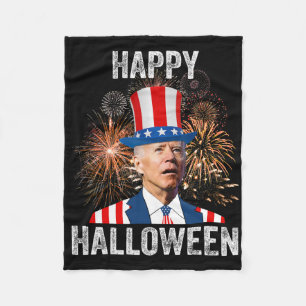 Halloween Funny Happy 4th Of July Anti Joe Biden Fleece Blanket
