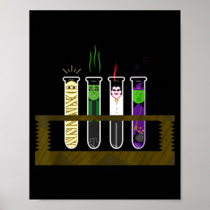 Halloween Funny Mad Scientist Test Tube Shirt Poster