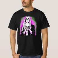 Halloween Funny Pink Green Scary Lady Skull Black