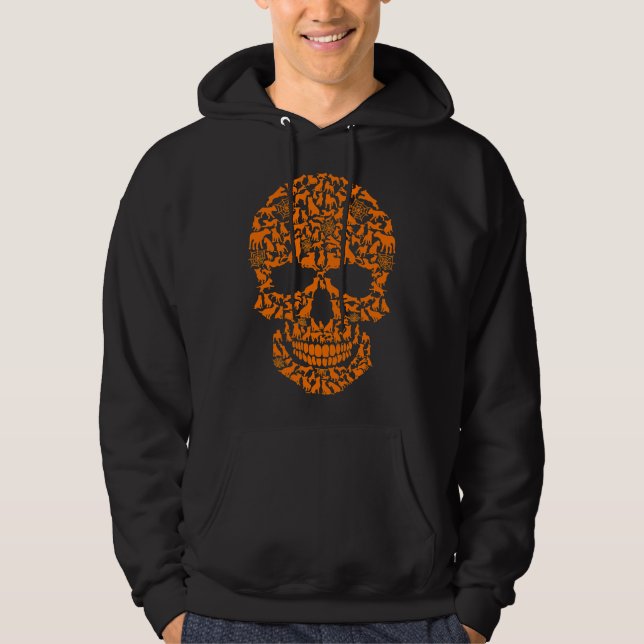 Halloween Funny Pitbull Dog Skull Hoodie (Front)