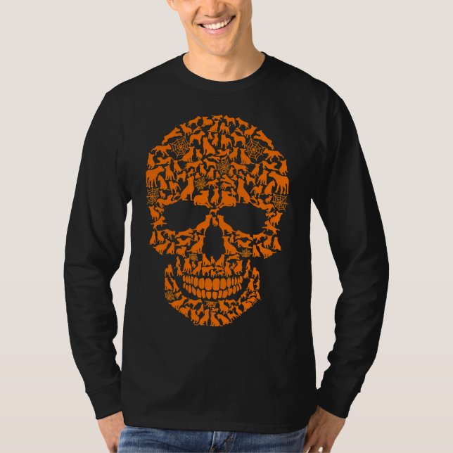 Halloween Funny Pitbull Dog Skull T-Shirt (Front)