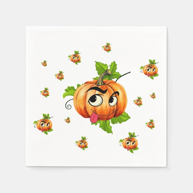 Halloween Funny Pumpkin Face Napkin (Front)