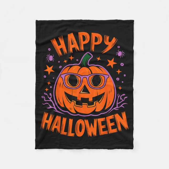 Halloween Funny Pumpkin Happy Halloween Fleece Blanket (Front)