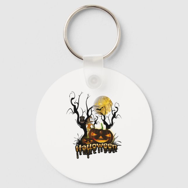 Halloween funny pumpkin with owl key ring (Front)