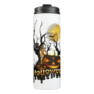Halloween funny pumpkin with owl thermal tumbler