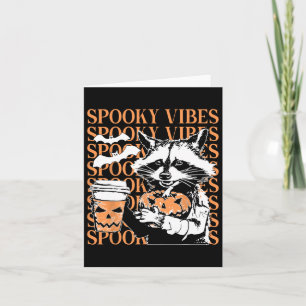 Halloween Funny Raccoon Spooky Vibes Coffee Pumpki Card