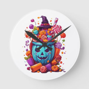 Halloween funny round clock