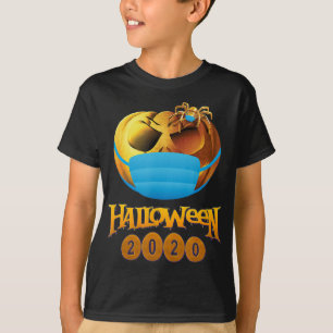 Halloween Funny Scary Pumpkin And Spider With Mask T-Shirt