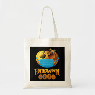 Halloween Funny Scary Pumpkin And Spider With Mask Tote Bag