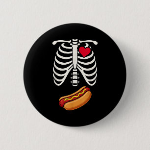 Halloween Funny Skeleton Ribcage Hotdog Food Lover 6 Cm Round Badge