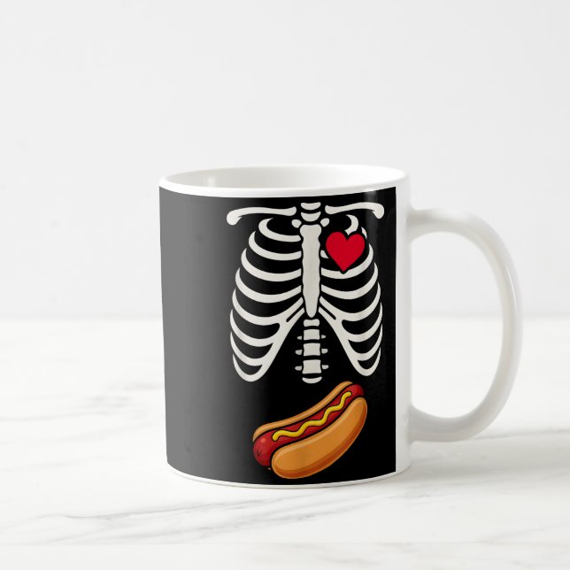 Halloween Funny Skeleton Ribcage Hotdog Food Lover Coffee Mug (Right)