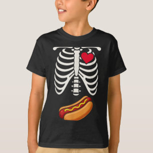 Halloween Funny Skeleton Ribcage Hotdog Food Lover T-Shirt