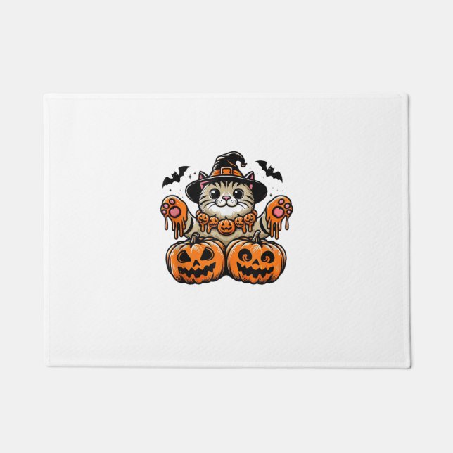 Halloween Funny Spooky Cat  Doormat (Front)